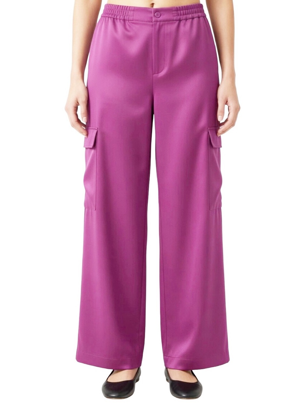 NEW WAYF Cargo Style Wide Leg Berry Pink Pants Sm NWOT